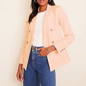 Ann Taylor Pink Long Double Breasted Blazer 0P